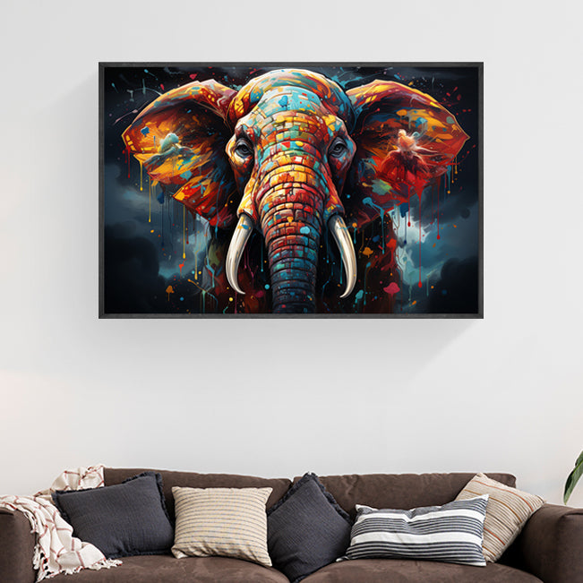 Colorful elephant with bold colors.