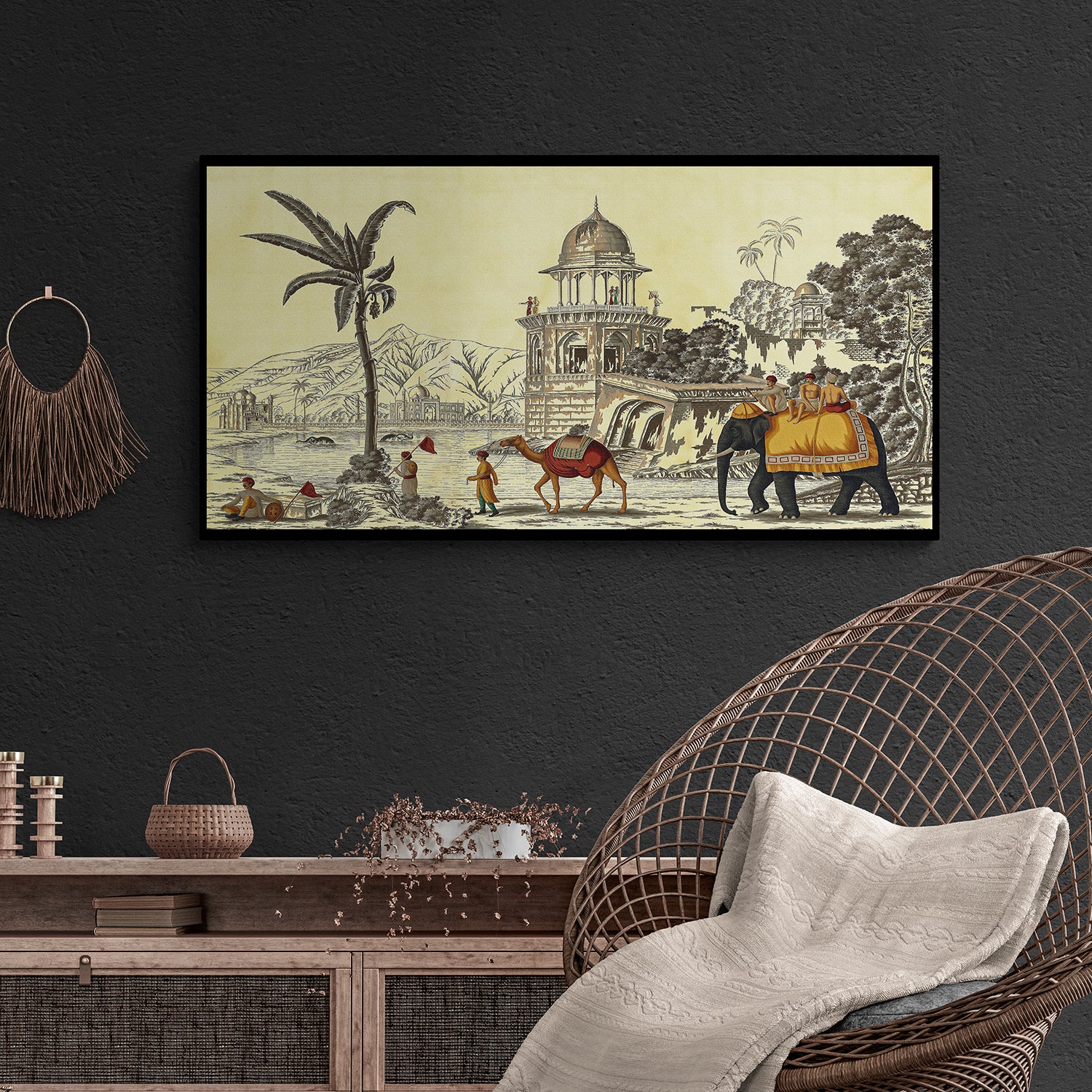 a canvas depiction of vintage india in canvas painting