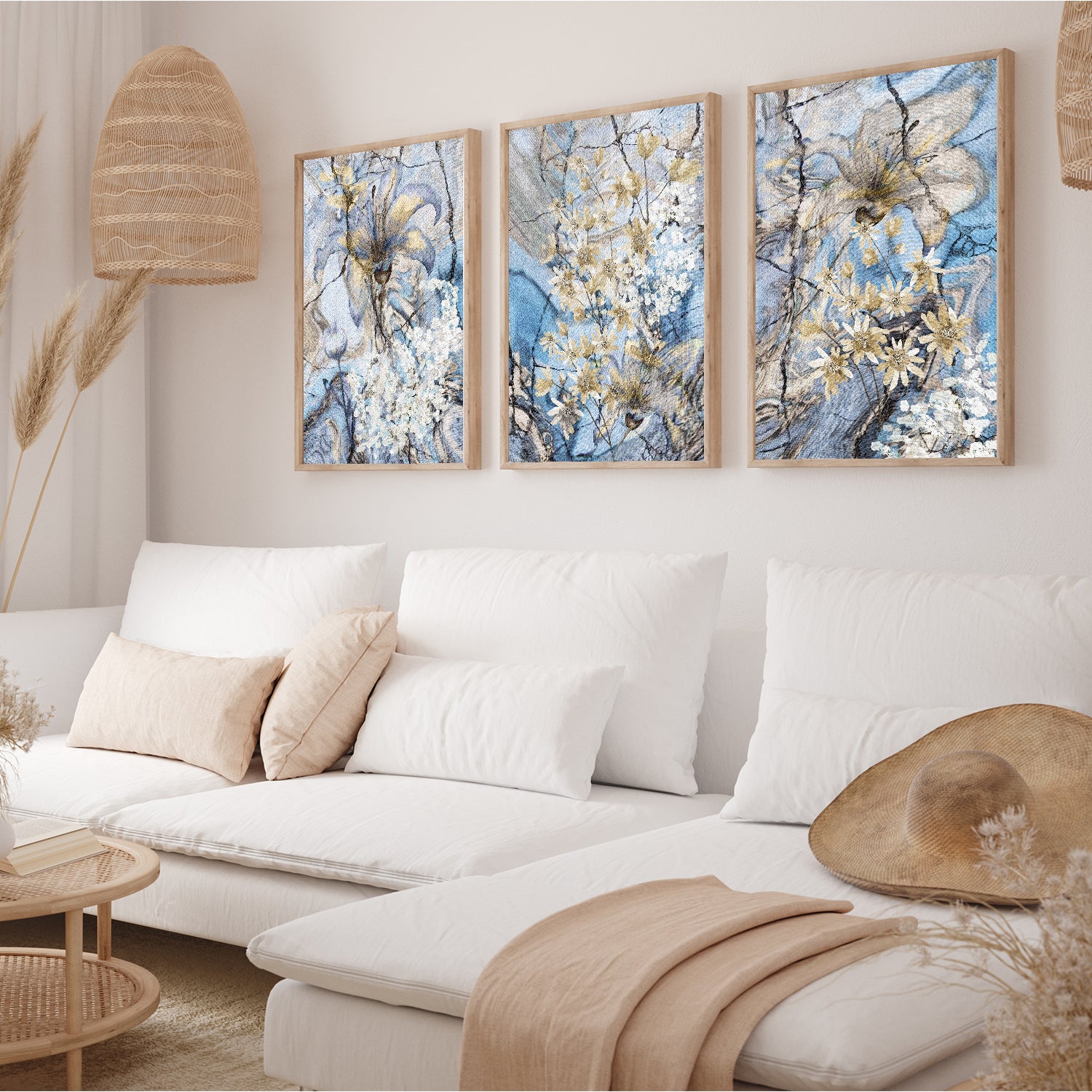 A floral symphony in three canvas.