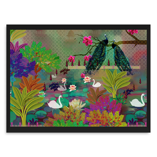 Peacocks and Paisleys Canvas Wall Painting