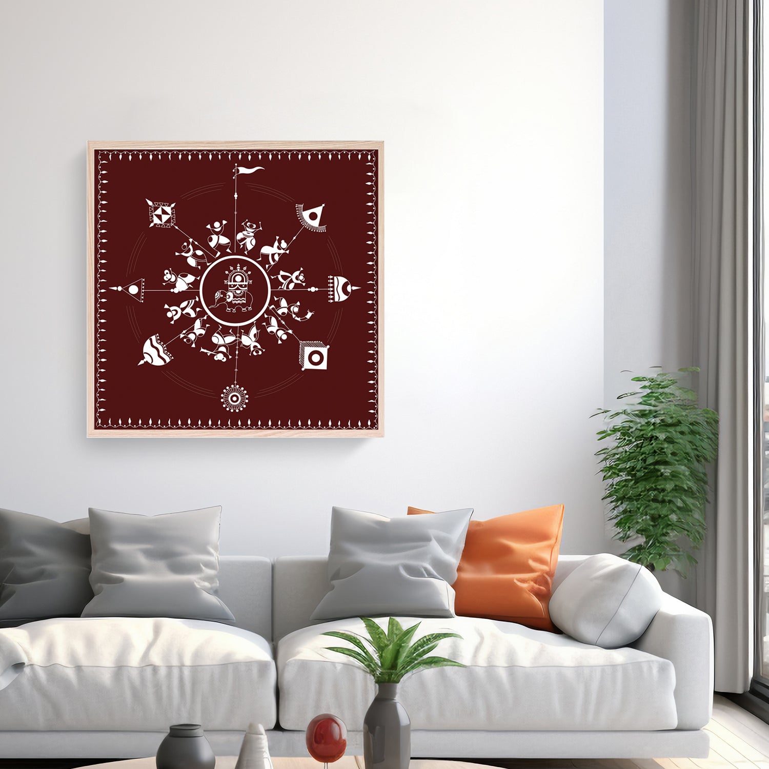 Modern twist on Warli traditional art.