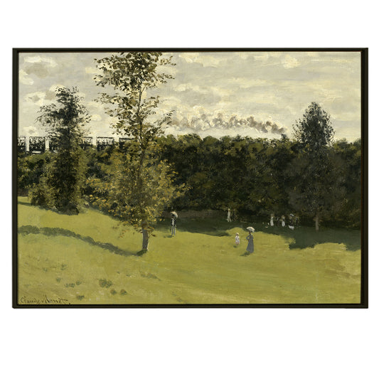 Claude Monet Wall Art - Train in the Countryside Reproduction Wall Art Modern Art Impressionism Painting on Framed Canvas Artwork for Home Office Restaurant Decor.