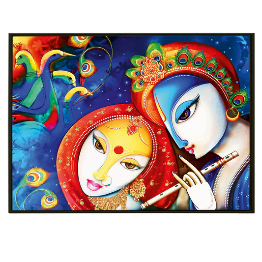 Celebrating the Divine Romance: Radha Krishna Visual Artwork Canvas Print Painting