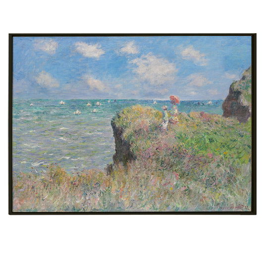 Abstract Canvas Print Wall Art Cliff Walk at Portville Claude Monet  Modern Classic and Unique Art Print Picture Artwork Framed For Living Room Office Home Decor.