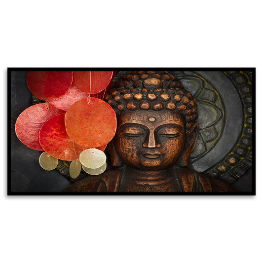 Serene Harmony Buddha and Red Lantern Wall Art