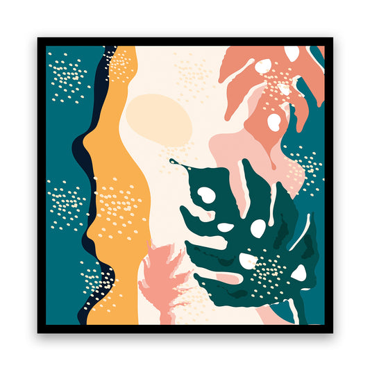 Vibrant Tropical Abstraction with Bold Shapes and Playful Patterns