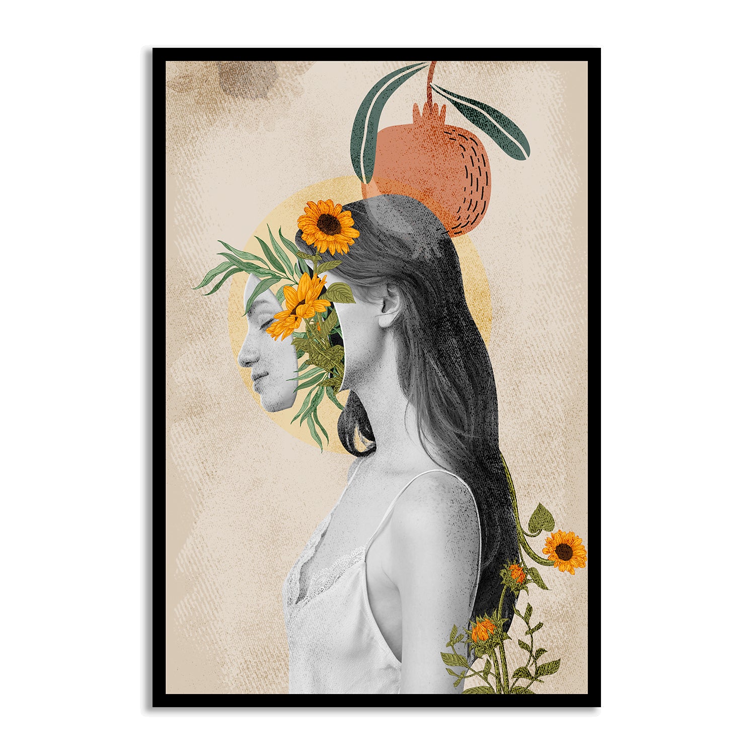 a surreal floral portrait of a woman canvas painting anciq