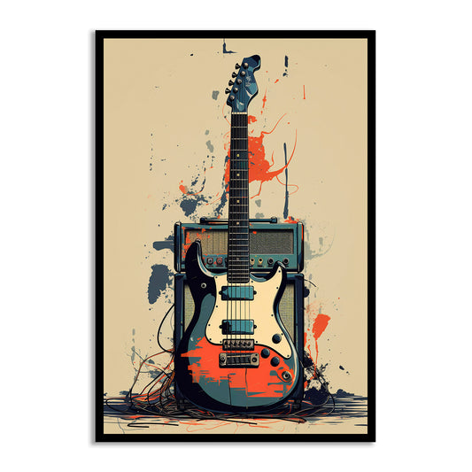 a modern canvas art of a guitar from anciq