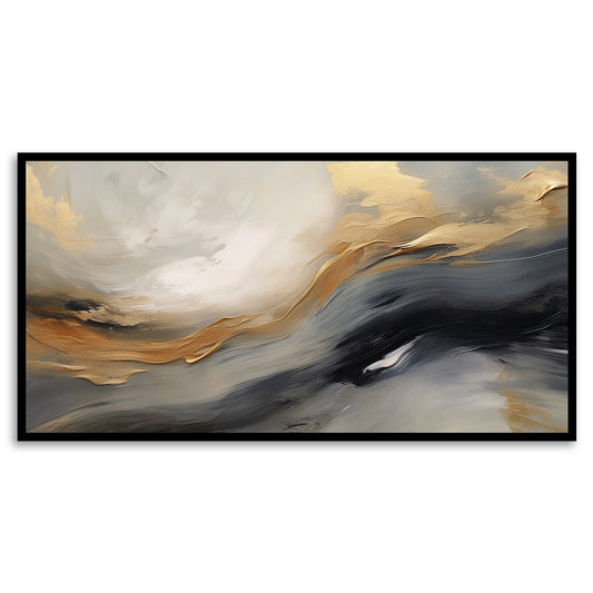 Golden Horizons: Abstract Serenity Canvas Painting