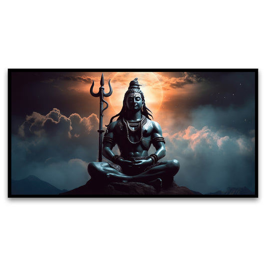 Painting Shiva with moon it Wall Painting for Living Room, Bedroom, Office.