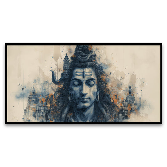 Artistic representation Hindu deity with tears trisula motif Wall Painting for Living Room, Bedroom, Office.