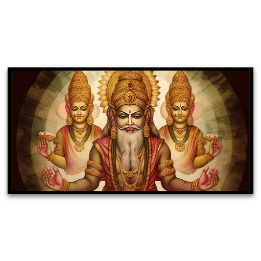 Portrait Indian god brahma  Wall Painting for Living Room, Bedroom, Office.