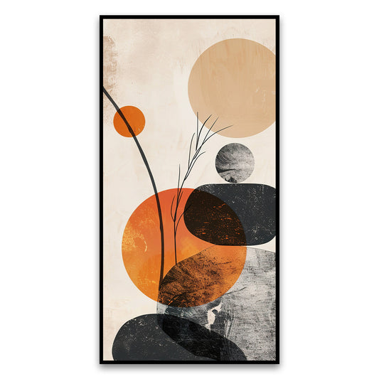 Balanced arrangement gray stones with orange sun Canvas Wall Painting for Living Room, Bedroom, Office.