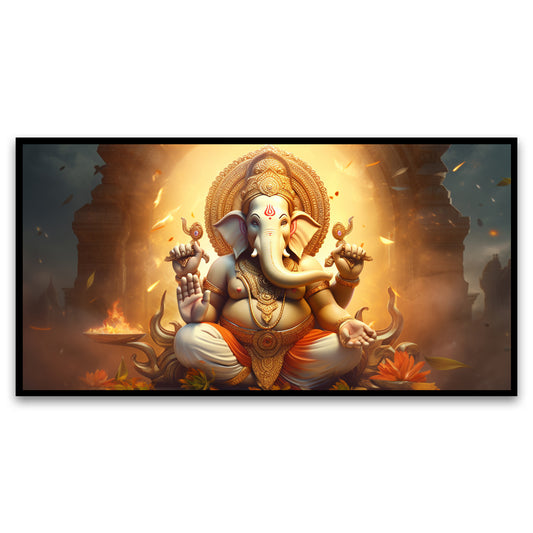 Lord Ganesh Canvas Wall Painting for Living Room, Bedroom, Office.