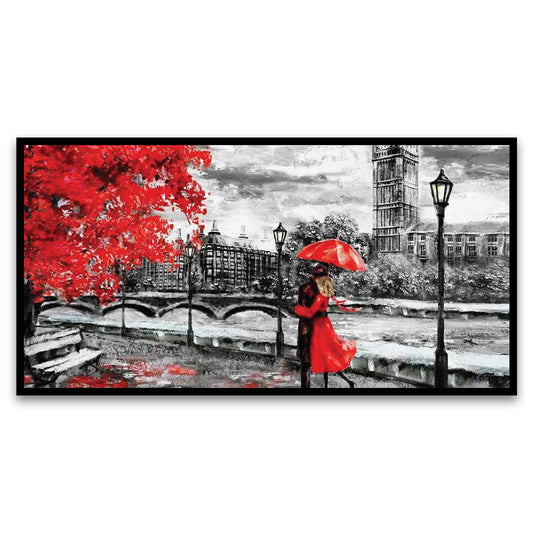 Love Couple Floating Framed Canvas Wall Painting