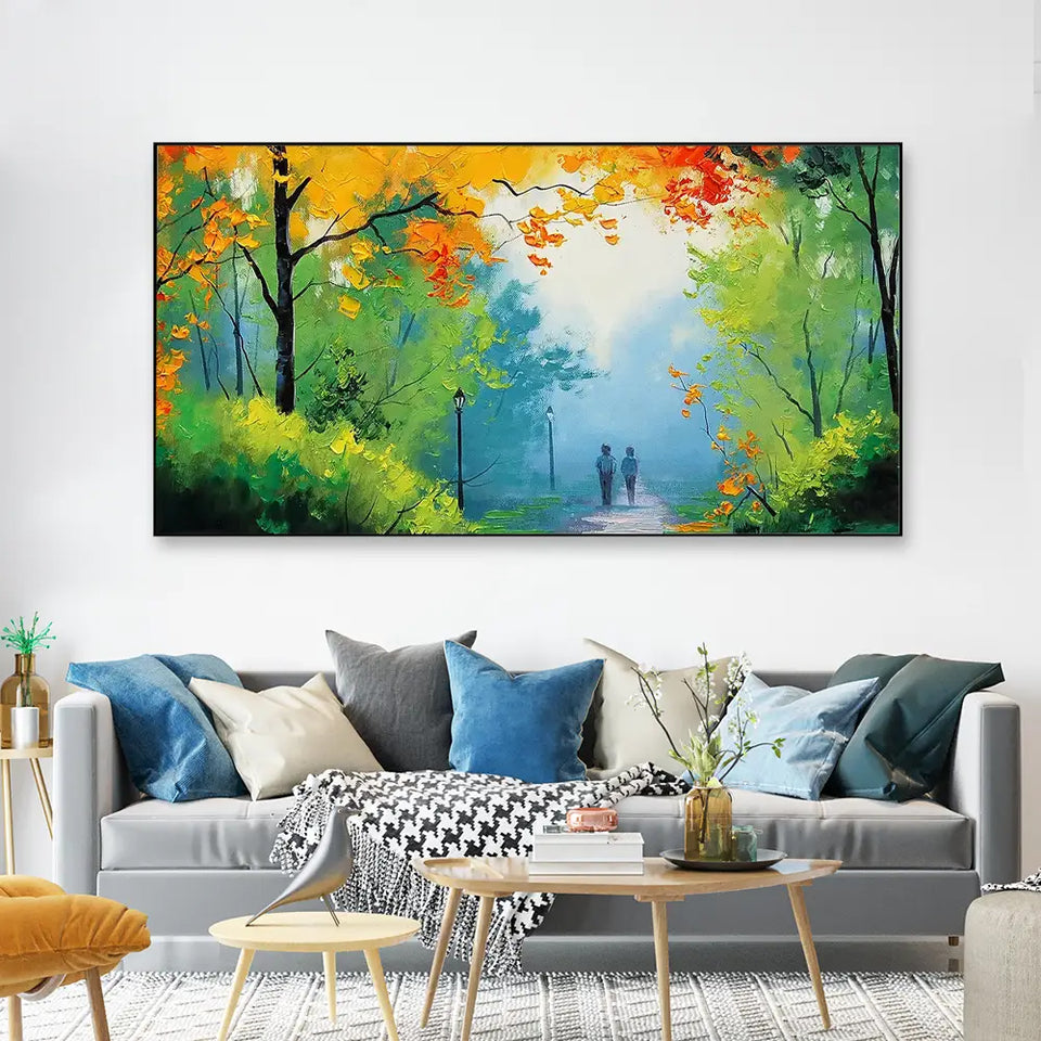 Relaxing Big Panoramic Nature Floating Framed Canvas Wall Painting