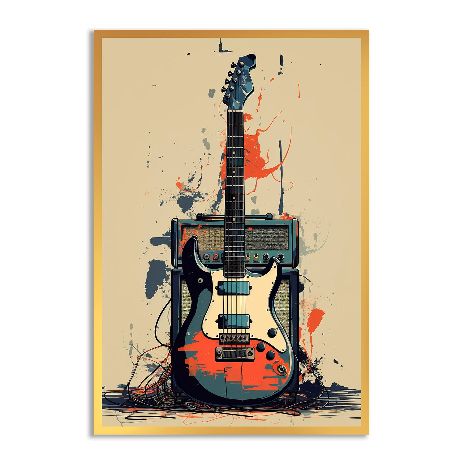 a modern canvas art of a guitar from anciq