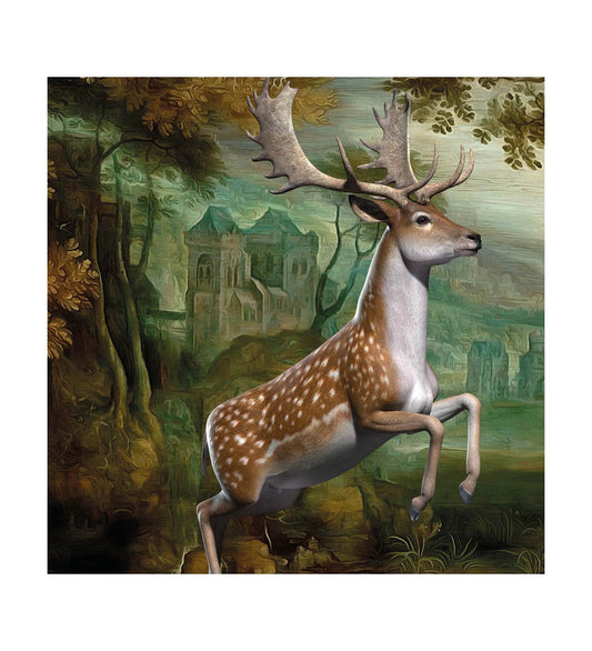 A Powerful Depiction of a Deer Amidst the Lush Embrace of the Forest