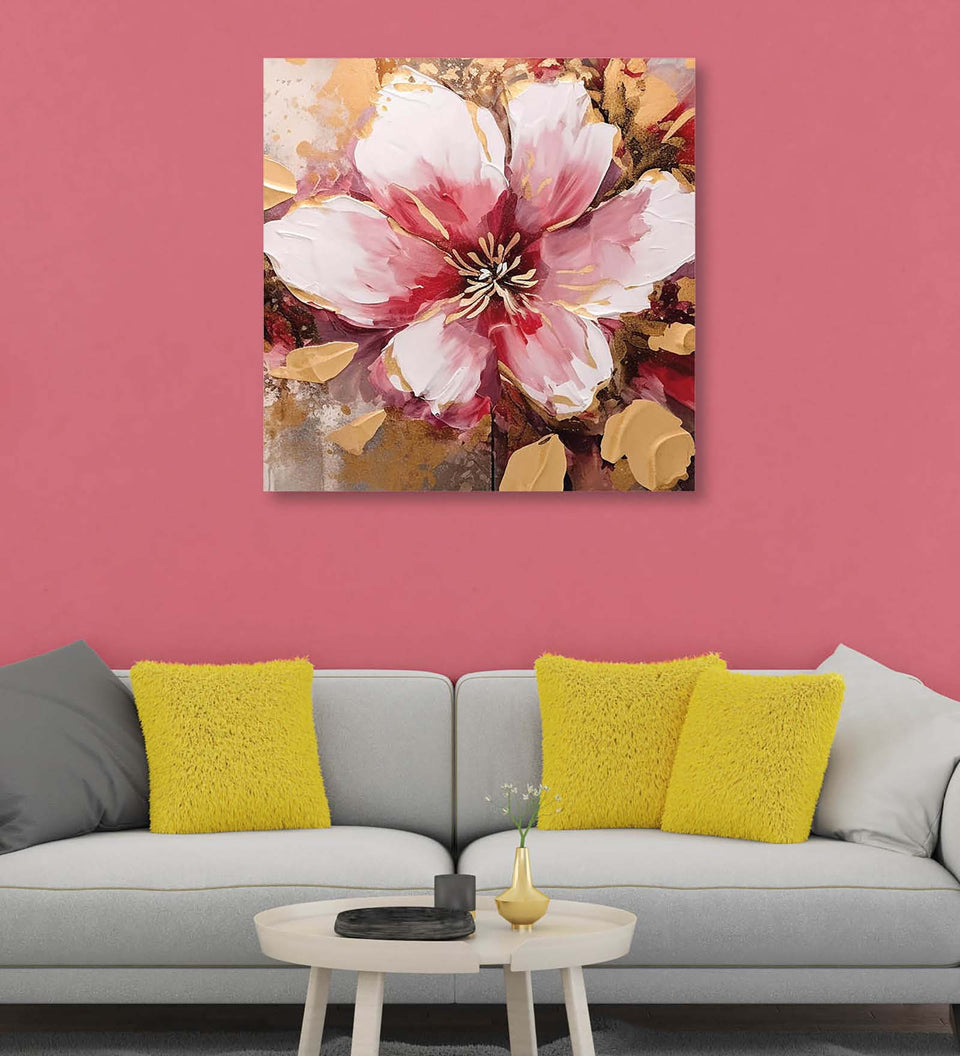 Textured Depiction of a Pink Flower Canvas Print Artwork