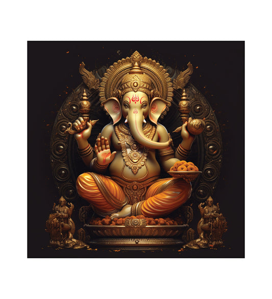 A Majestic Canvas Painting of Ganesha, the Hindu Elephant God