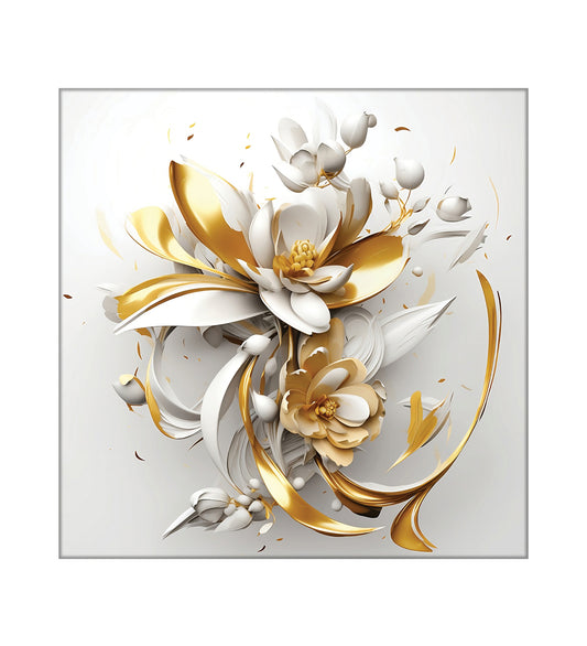 A Glimmer of Gold: A Canvas Painting of a White and Gold Flower