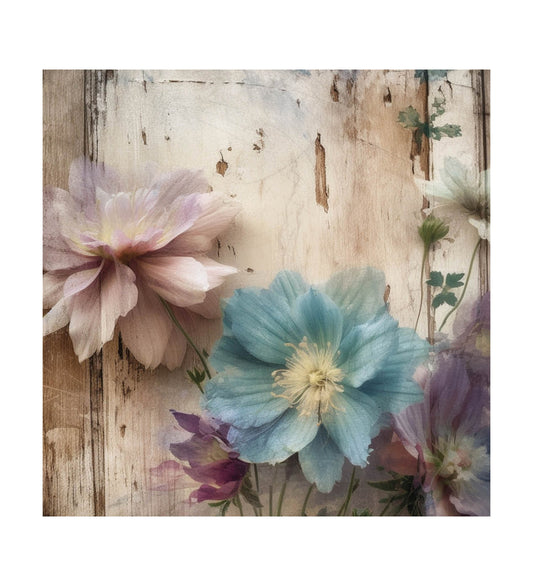 A Canvas Painting Capturing the Enduring Beauty of Flowers on Wood