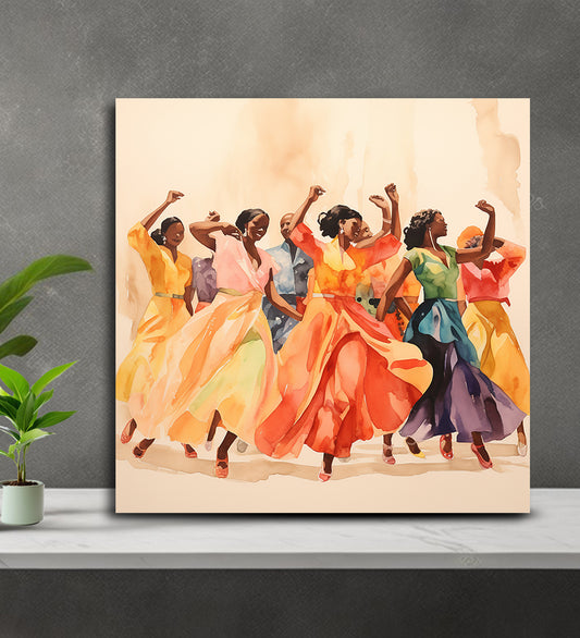 A Canvas Depicting the Lyrical Beauty of Women in Motion Modern Painting