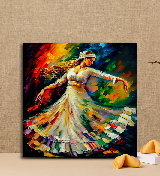 A Young Dancer's Elegance in White on Canvas