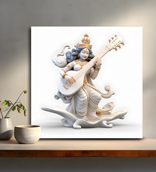 A Captivating Saraswati Canvas Painting for Your Home