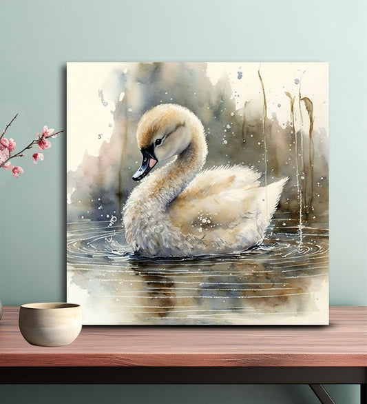 A Canvas Exploration of a Swan's Movement Print Artwork Painting