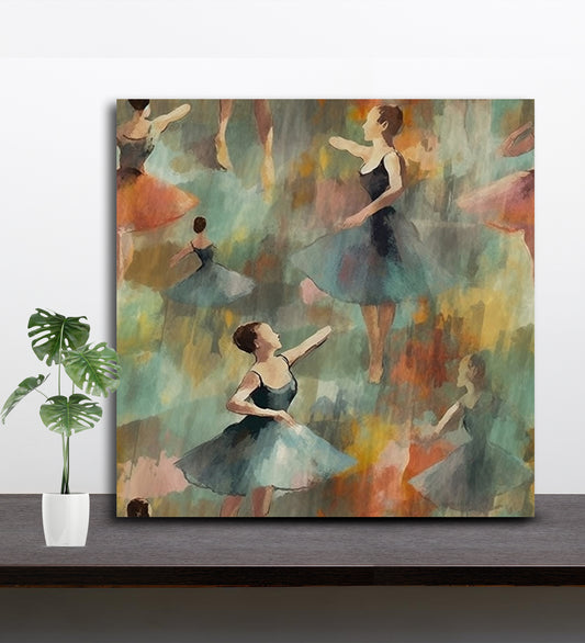 Capturing the Grace: A Canvas Depicting Young Ballerinas Dance