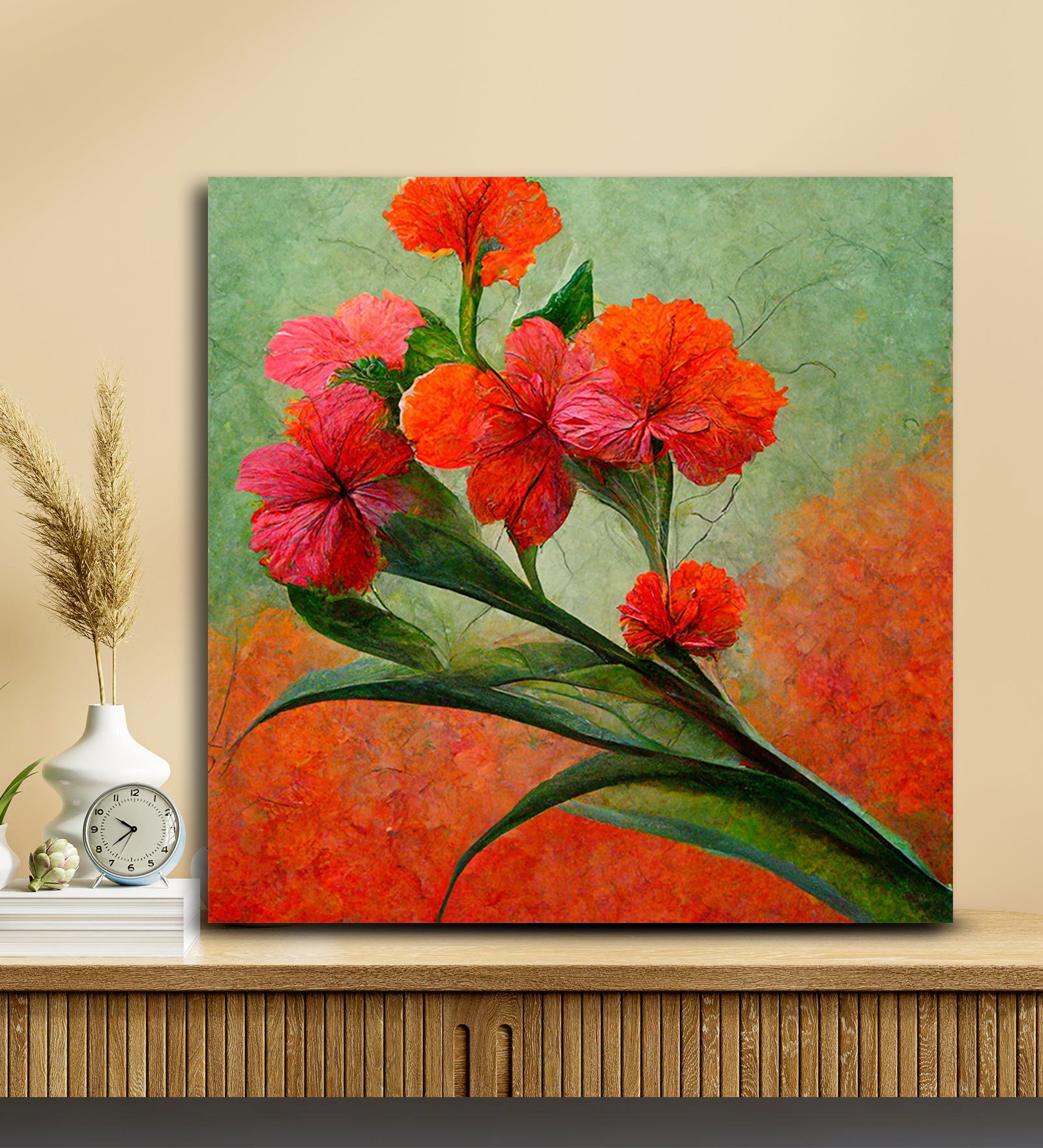 The Power of Simplicity: A Canvas Filled with the Beauty of Red Flowers