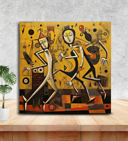 A Celebration of Movement and Joy in a Canvas Painting of Two Dancers