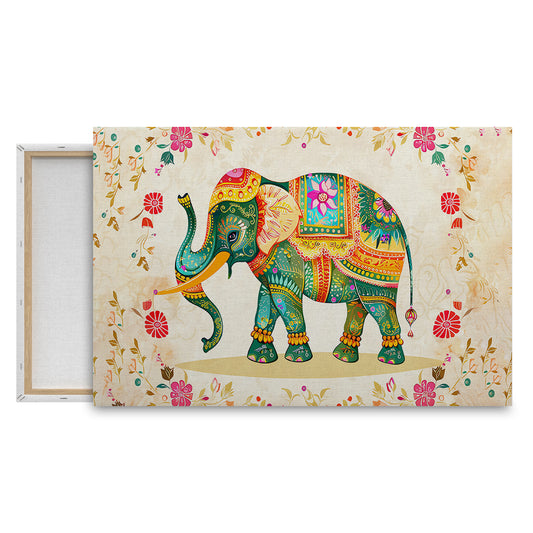 Ornate Elephant Charm Wall Painting