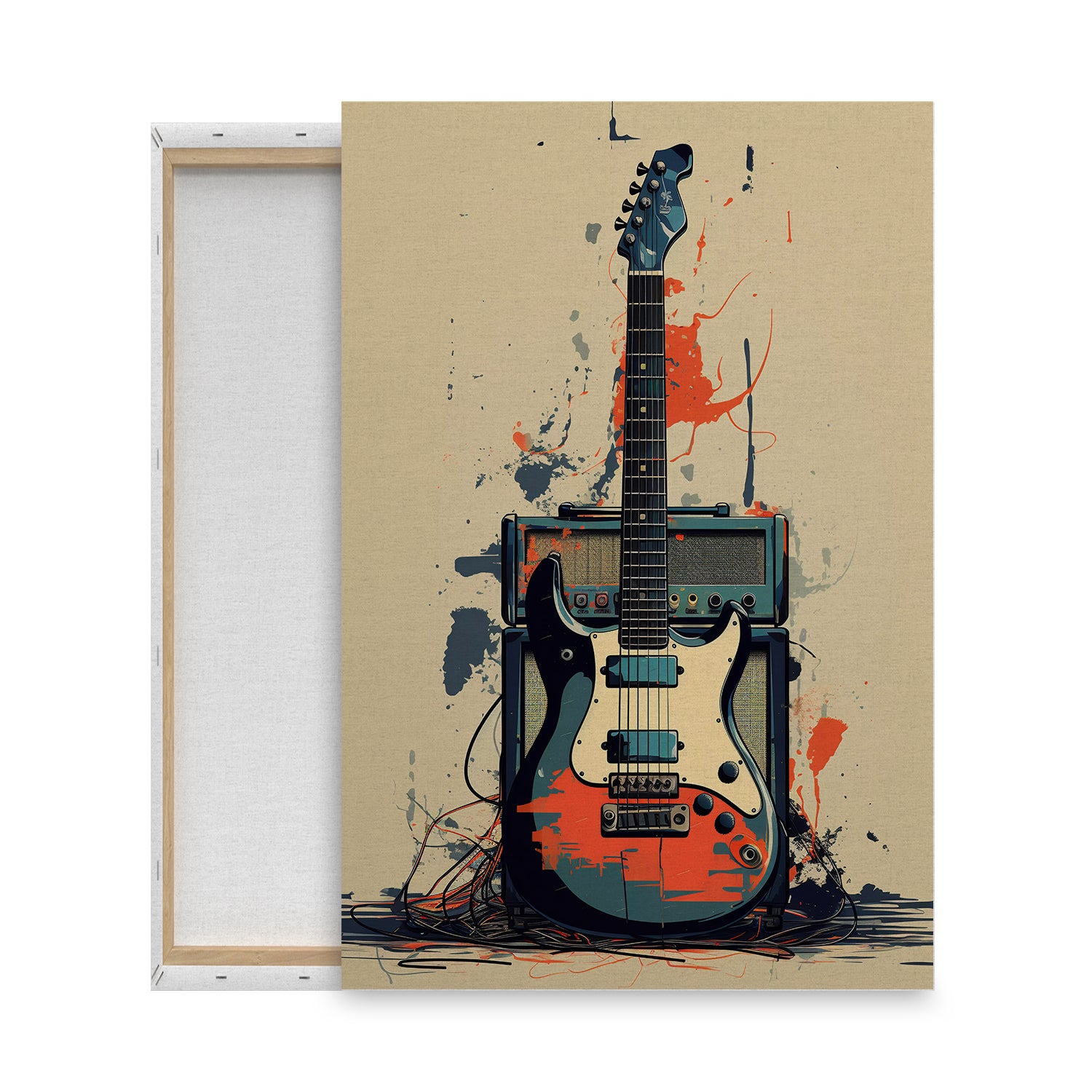 a modern canvas art of a guitar from anciq