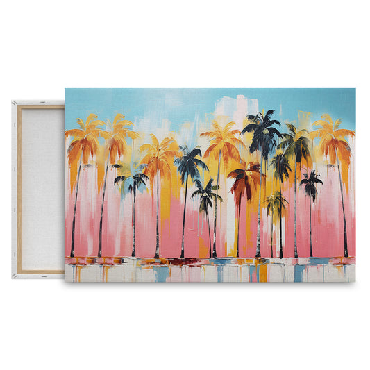 Vibrant Sunset Palm Trees Abstract Wall Painting