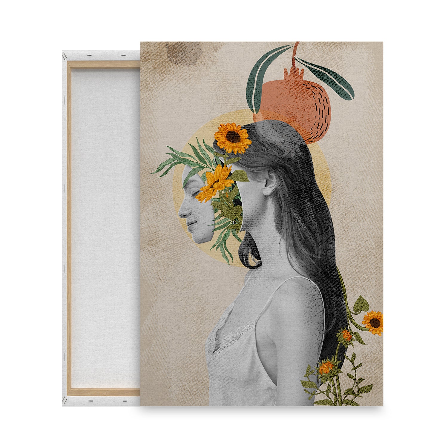 a surreal floral portrait of a woman canvas painting anciq