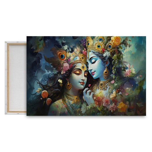 Divine Krishna Radha Romantic Blissful Wall Painting