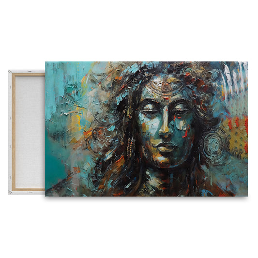 Divine Shiva Wall Painting with Abstract Textured Design