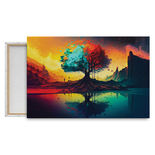 Abstract Tree of Life Wall Painting with Stunning Reflections