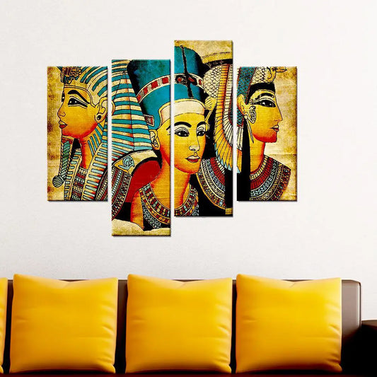 Ancient Egyptian Art 4 Pieces Framed Canvas Wall Painting for Living Room, Bedroom, Office Wall Decoration