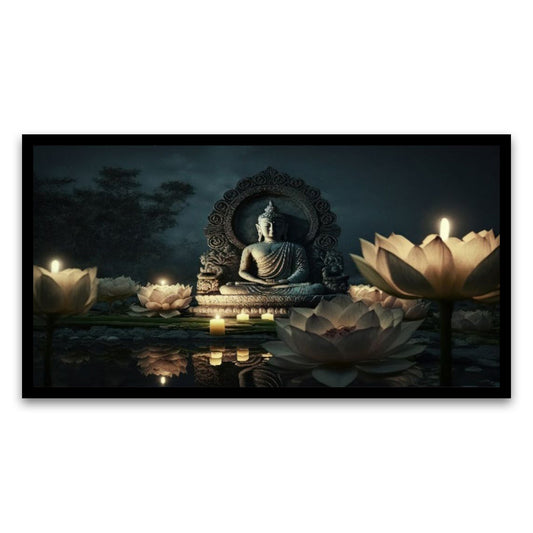 Eternal Enlightenment Lord Buddha Meditating Floating Frame Canvas Wall Painting