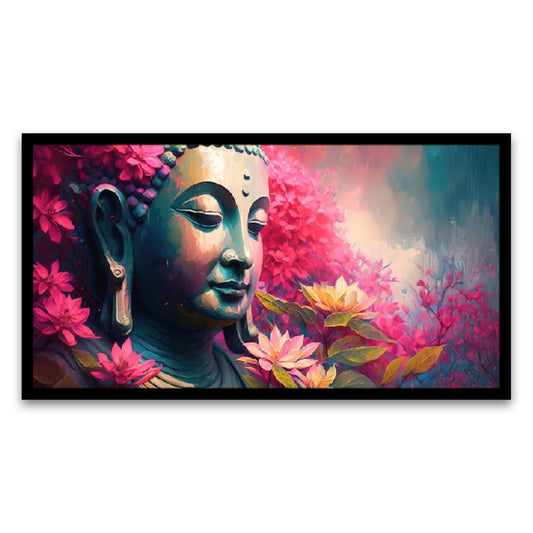 Peace and Spiritual Wisdom Enlightened Serenity Lord Buddha Floating Framed Canvas Wall Painting