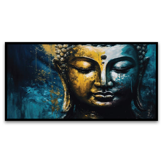 Colorful Meditating Gautam Buddha Floating Frame Canvas Wall Painting