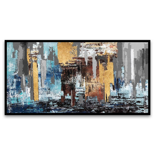 Blue Abstract Floating Frame Canvas Wall Painting
