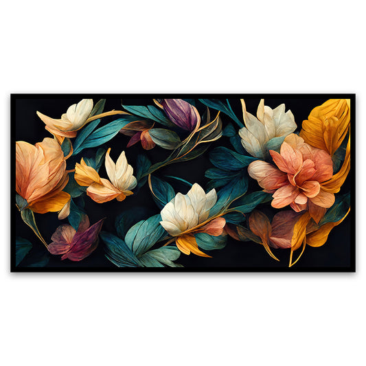 Abstract Multicolor Flowers Floating Frame Canvas Wall Art Floral Painting