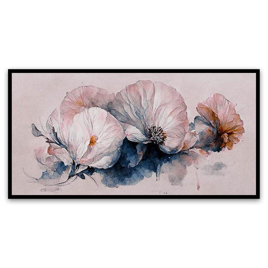 Art Illustration White Flower Canvas Painting for Bedroom Living Room Wall Decoration Floating Frame Art Print Wall Painting