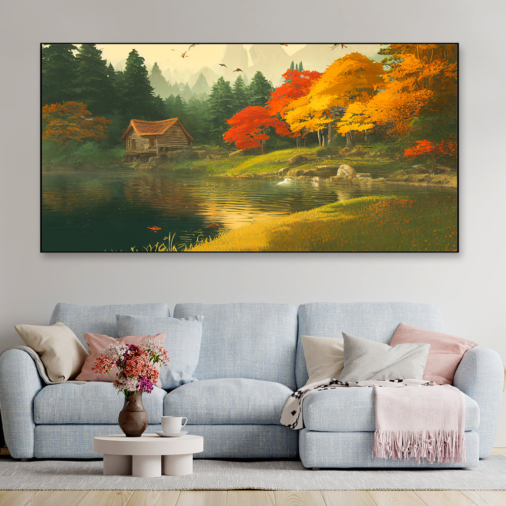 Canvas of redwood cottage by a calming river.