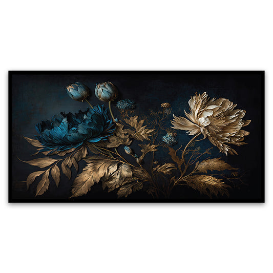 A Field of Blue and Gold in a Dark Canvas Art