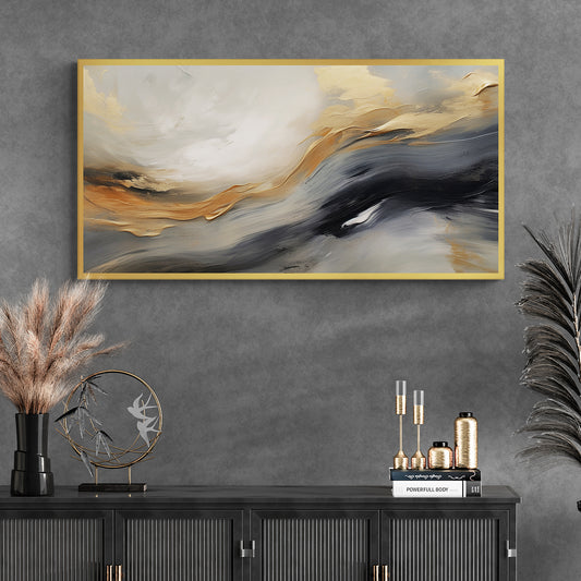 golden horizon abstract canvas painting-Anciq